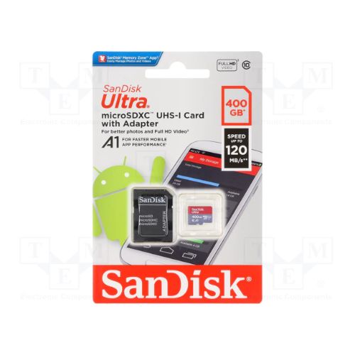 MicroSD SanDisk Ultra  400GB, Clase 10, UHS-I U1, Adaptador SD | Tarjetas MicroSD