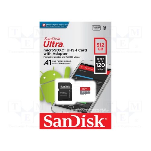MicroSD SanDisk Ultra 512GB, UHS-I, A1, Clase 10, con Adaptador SD | Tarjetas MicroSD