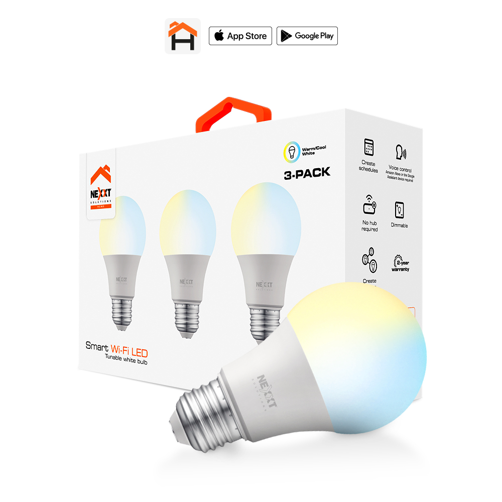 3 Ampolletas blanca calida - fría regulable | E26 E27 | LED smart | Nexxt Home | Casa Smart - Domótica 🛜