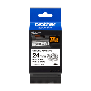 Brother TZe-S251 | 24mm x 8m  | Adhesivo Fuerte | negro sobre blanco | Cinta Rotuladora | Adhesivo Fuerte