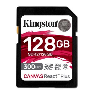 Kingston Technology Canvas React Plus 128 GB SD UHS-II Clase 10 300R/260W U3 V90 for Full HD/4K/8K | Tarjetas SD