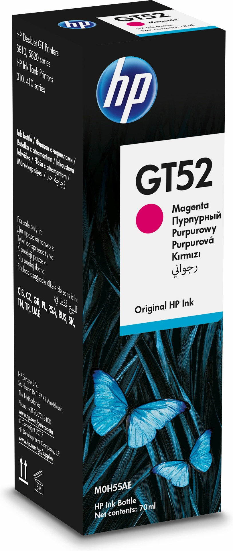 HP GT52 Original | Botella Tinta | Magenta | Tintas HP Originales